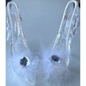 Set of 2 Holiday Time High-Heeled Clear Ornaments (MIXED MATERIALS)